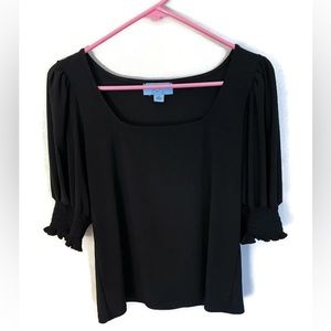 *CeCe Black Blouse with Ruffled Sleeves*